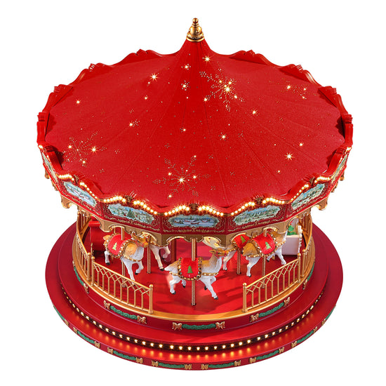 17 in. Animated Deluxe Crystal Carousel - Red - Mr. Christmas