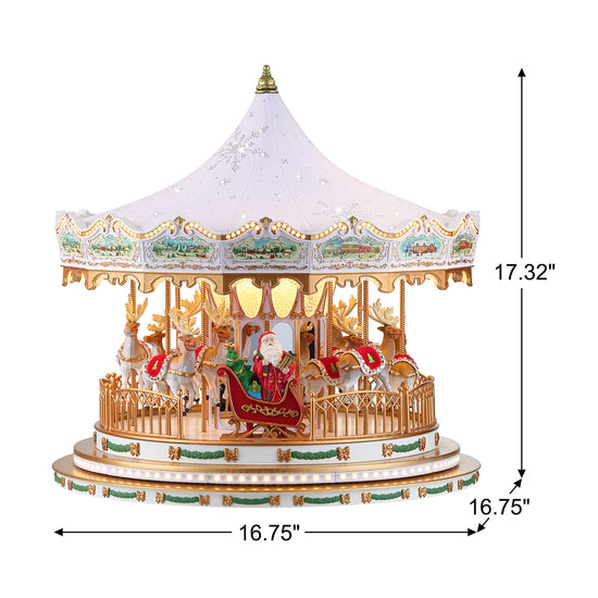 17 in. Animated Deluxe Crystal Carousel - White - Mr. Christmas