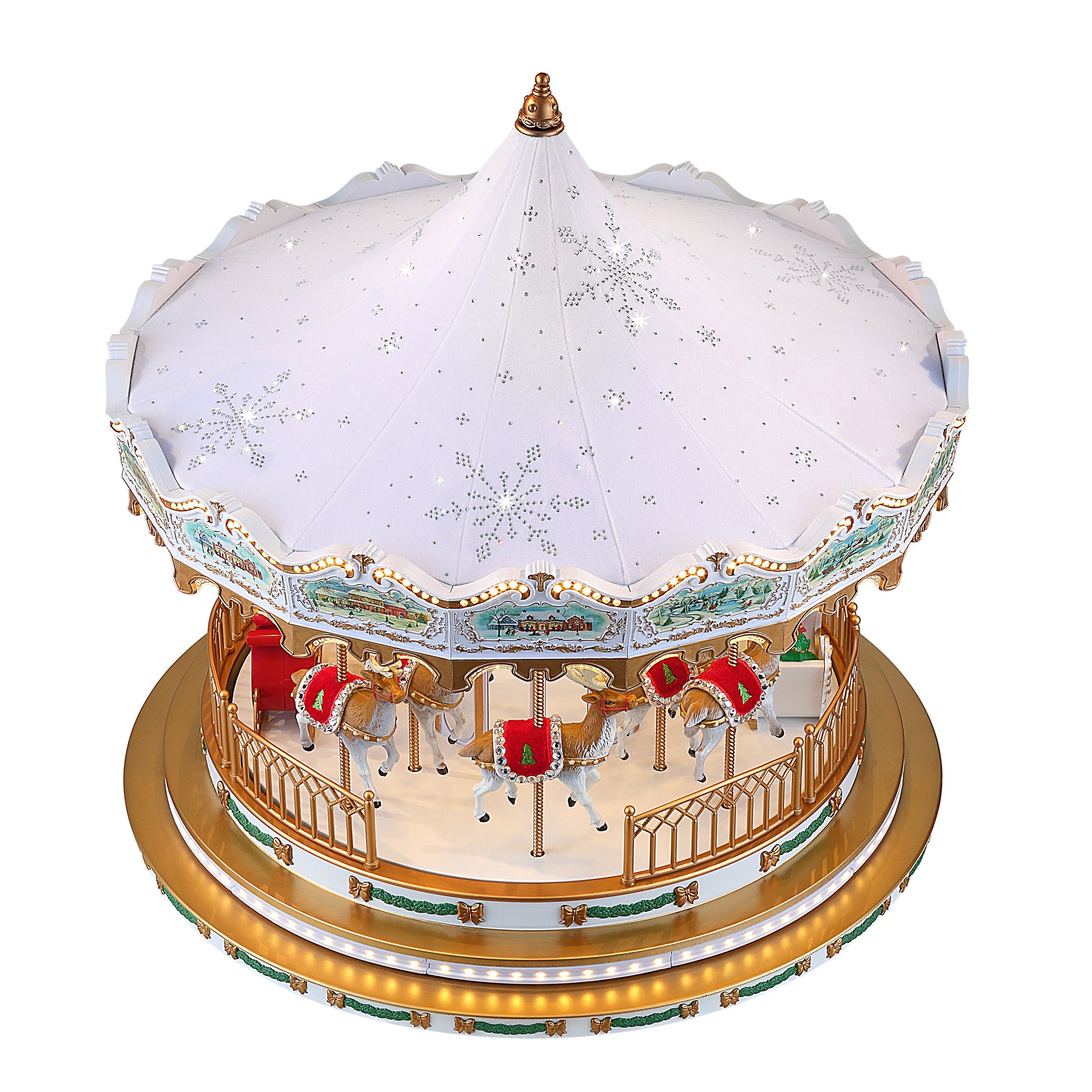 17 in. Animated Deluxe Crystal Carousel - White - Mr. Christmas