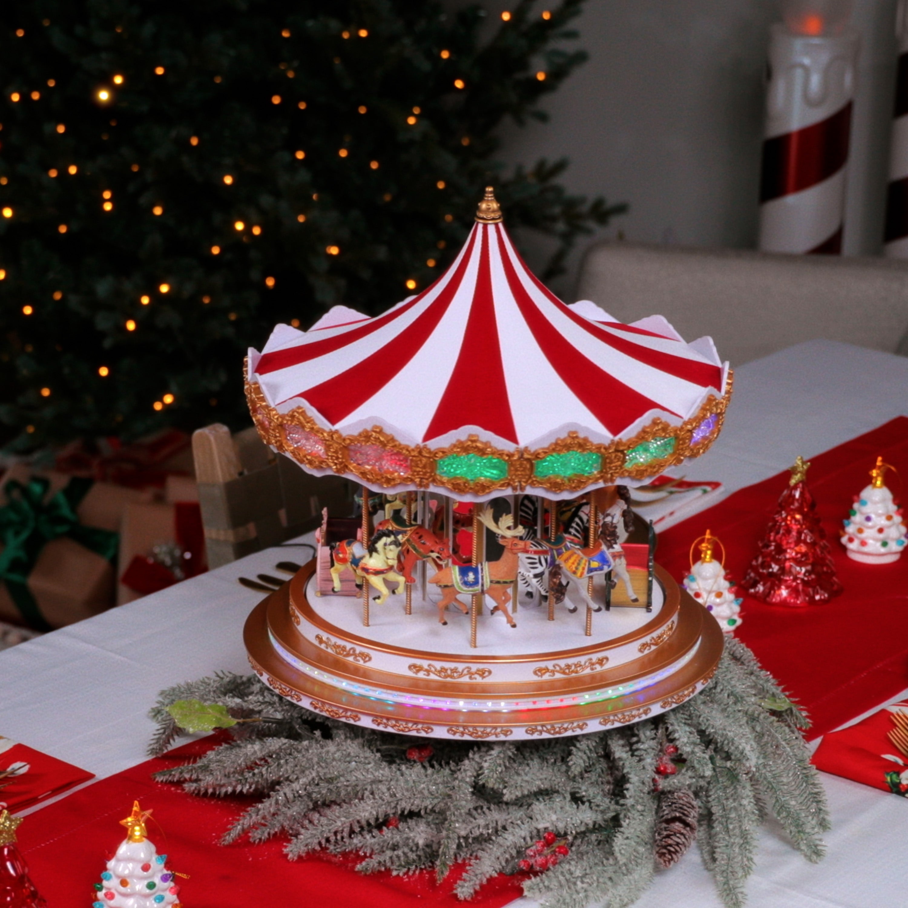 17 in. Animated Light Show Carousel - Mr. Christmas