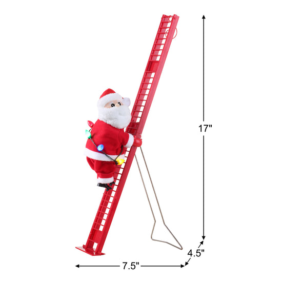 17 in. Animated Single Ladder Climbing Santa - Mr. Christmas