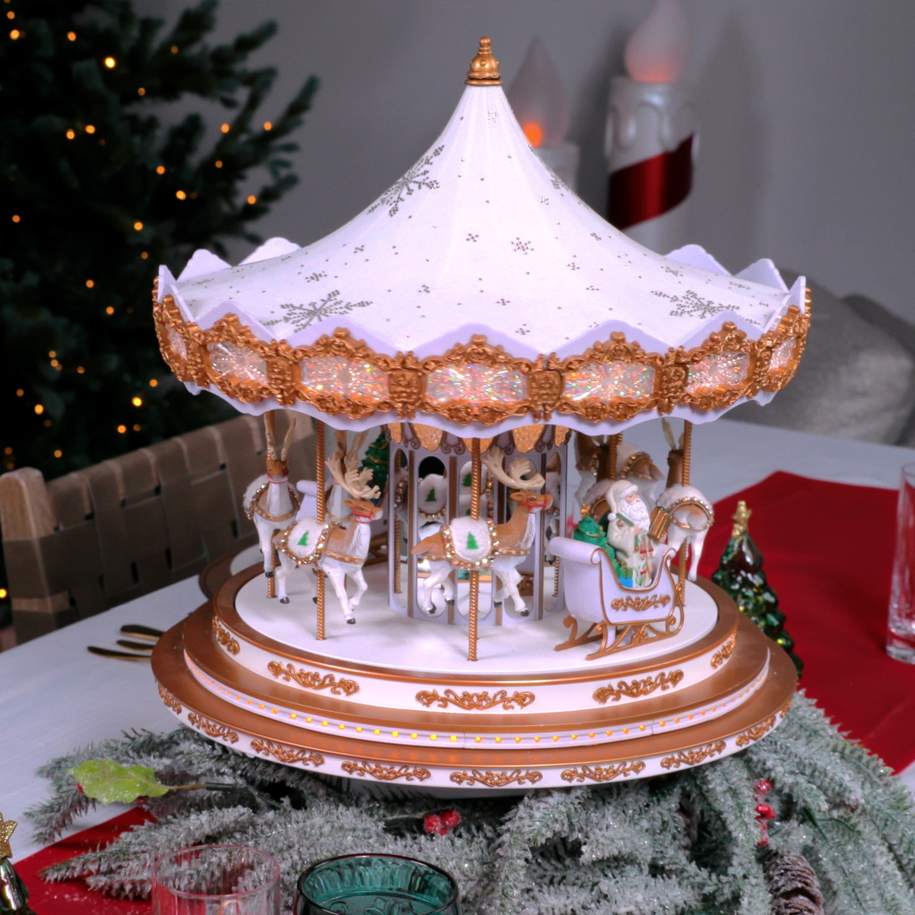 17 in. Animated Snowflake Crystal Carousel - Mr. Christmas