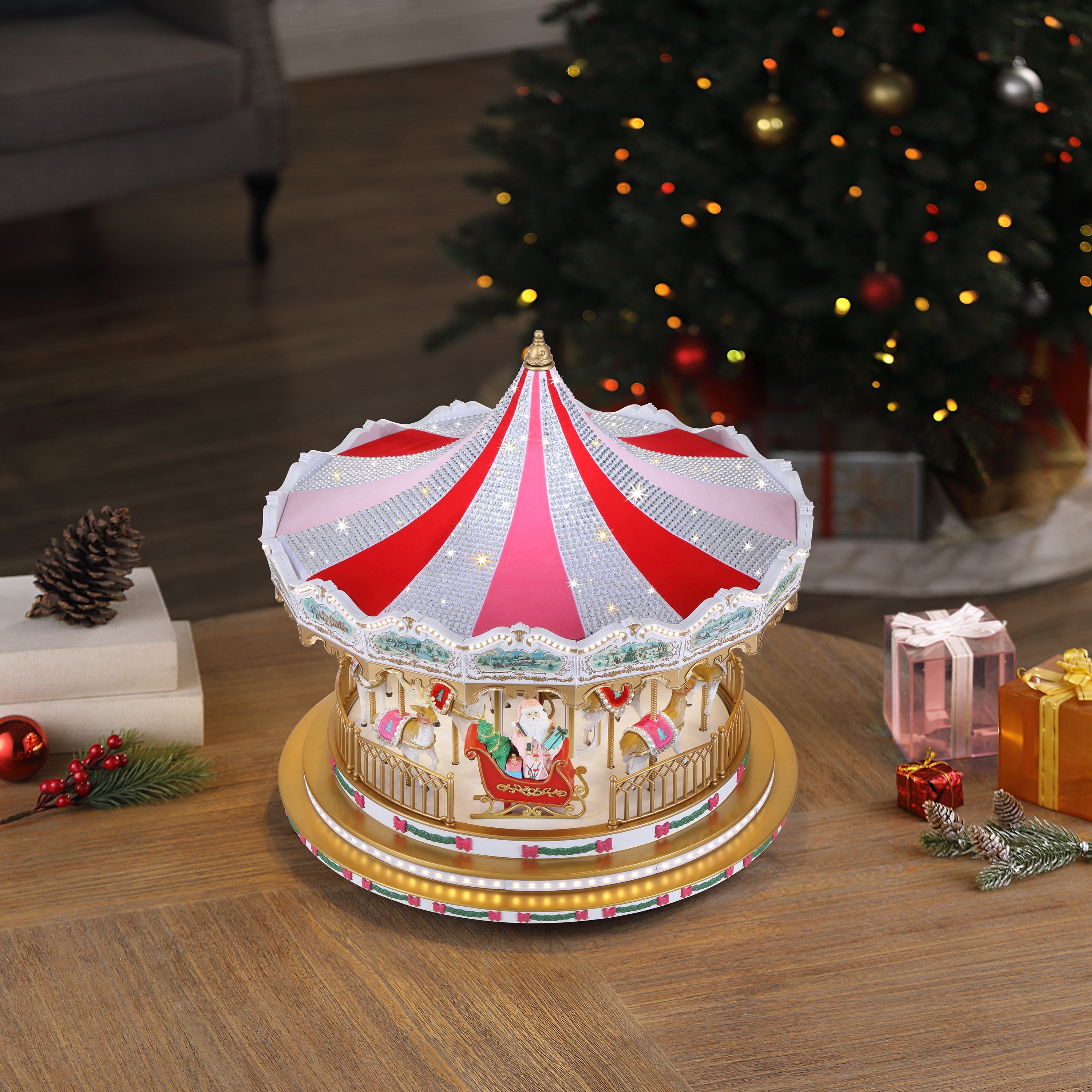 17 in. Animated Sugarplum Swarovski Carousel - Mr. Christmas