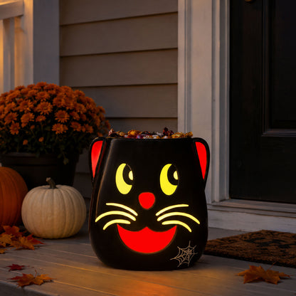 18 in. Black Cat Blow Mold Candy Bowl - Mr. Christmas