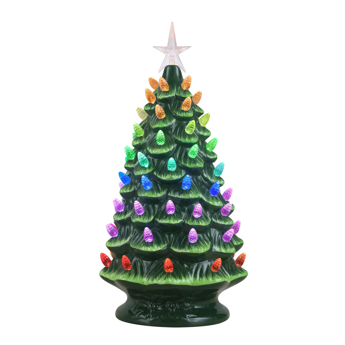 18 in. Green Nostalgic Ceramic Tree with Lightshow - Mr. Christmas
