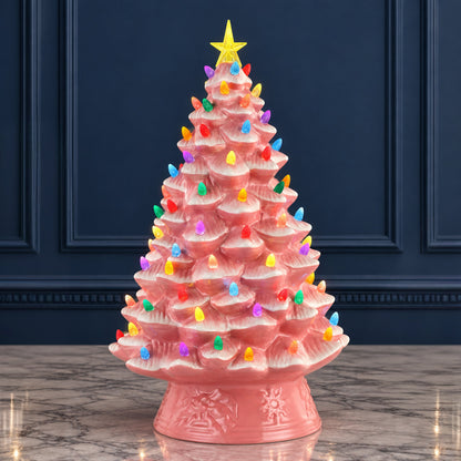18 in. Nostalgic Ceramic Tree - Pink - Mr. Christmas