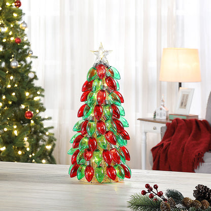 18 in. Retro C9 Bulb Tree - Red & Green - Mr. Christmas