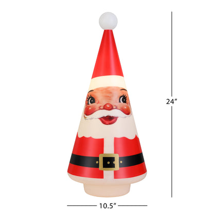 24 in. Blow Mold Cone Character Tree - Santa - Mr. Christmas