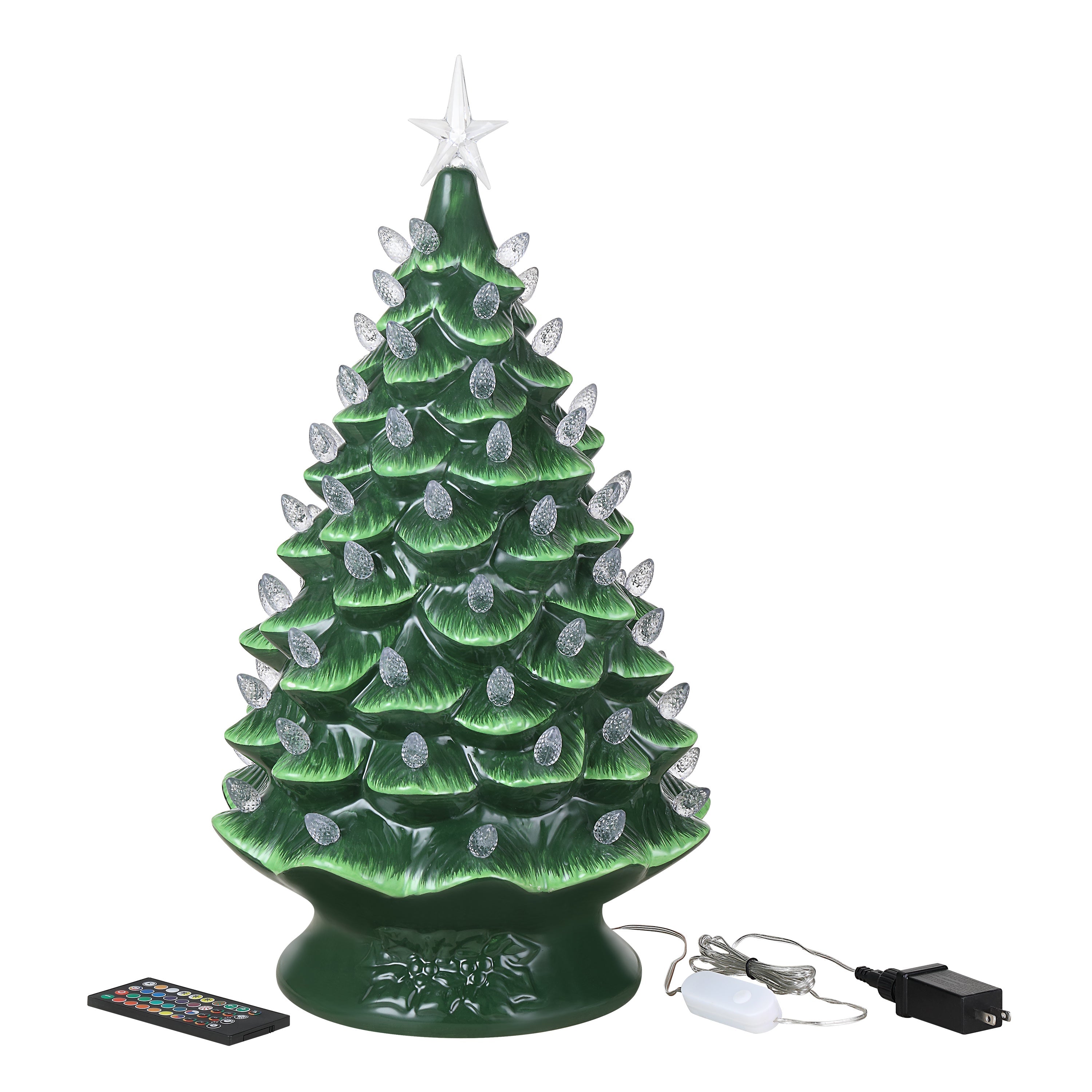 24 in. Green Nostalgic Ceramic Tree with RGB Lightshow – Mr. Christmas