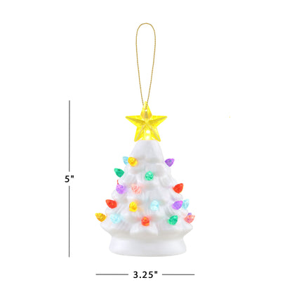 Set of 3 Nostalgic Ceramic Tree Ornaments - White