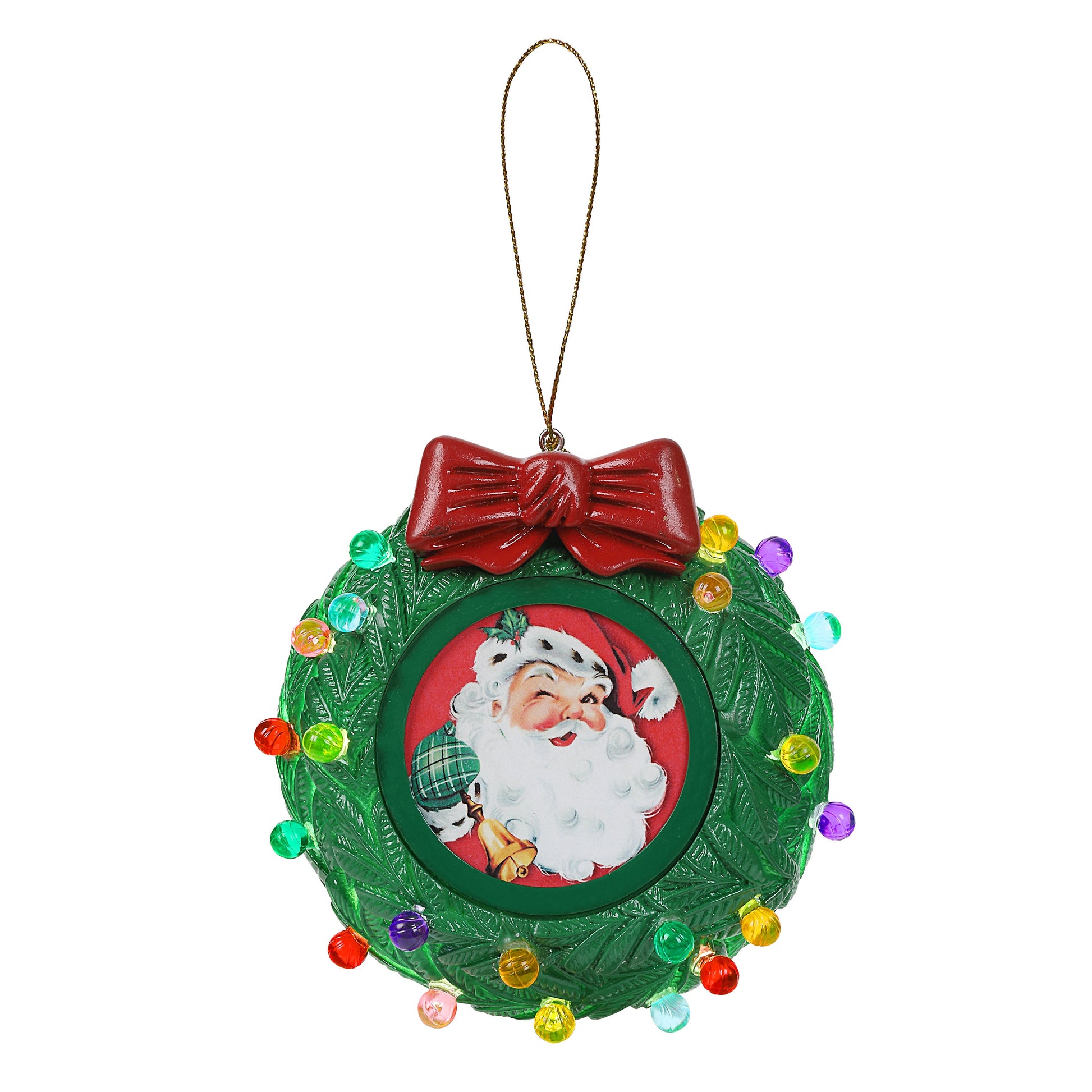 3 in. Green Wreath Picture Frame Recordable Ornament - Mr. Christmas