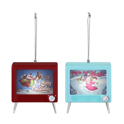 3 in. Set of 2 Musical LED TV Ornaments - Mr. Christmas