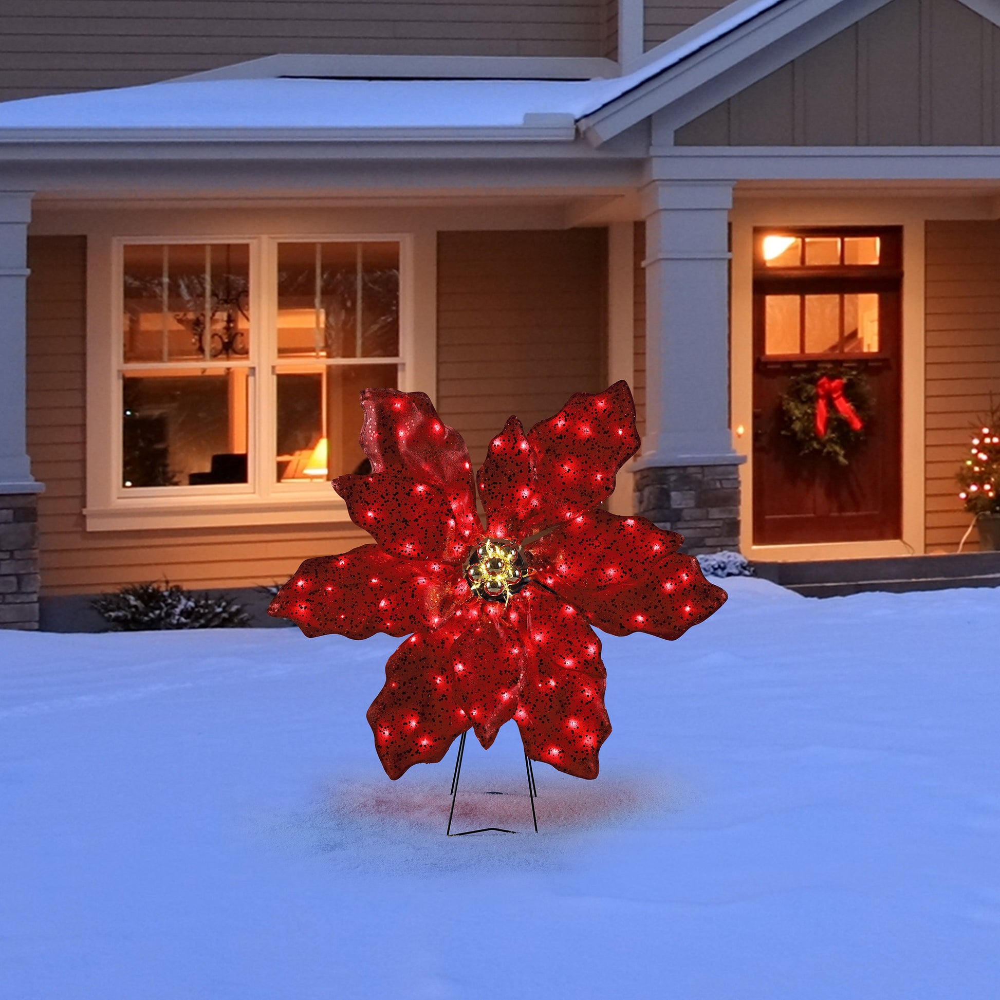 35 in. Outdoor Twinkling LED Poinsettia - Mr. Christmas