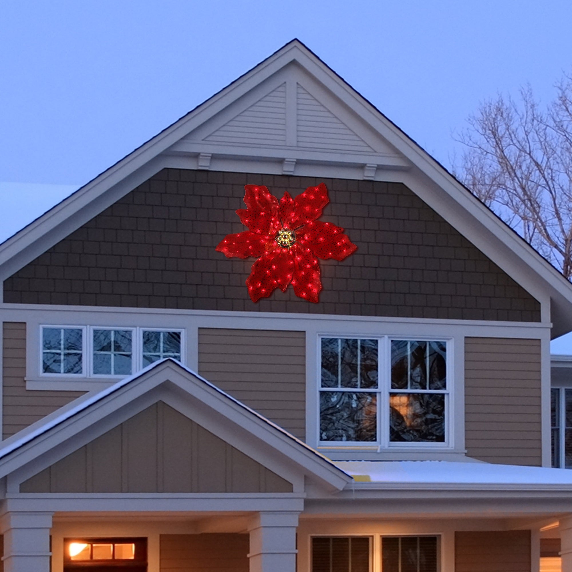 35" Outdoor LED Poinsettia Decoration with Twinkling Lights | Mr. Christmas