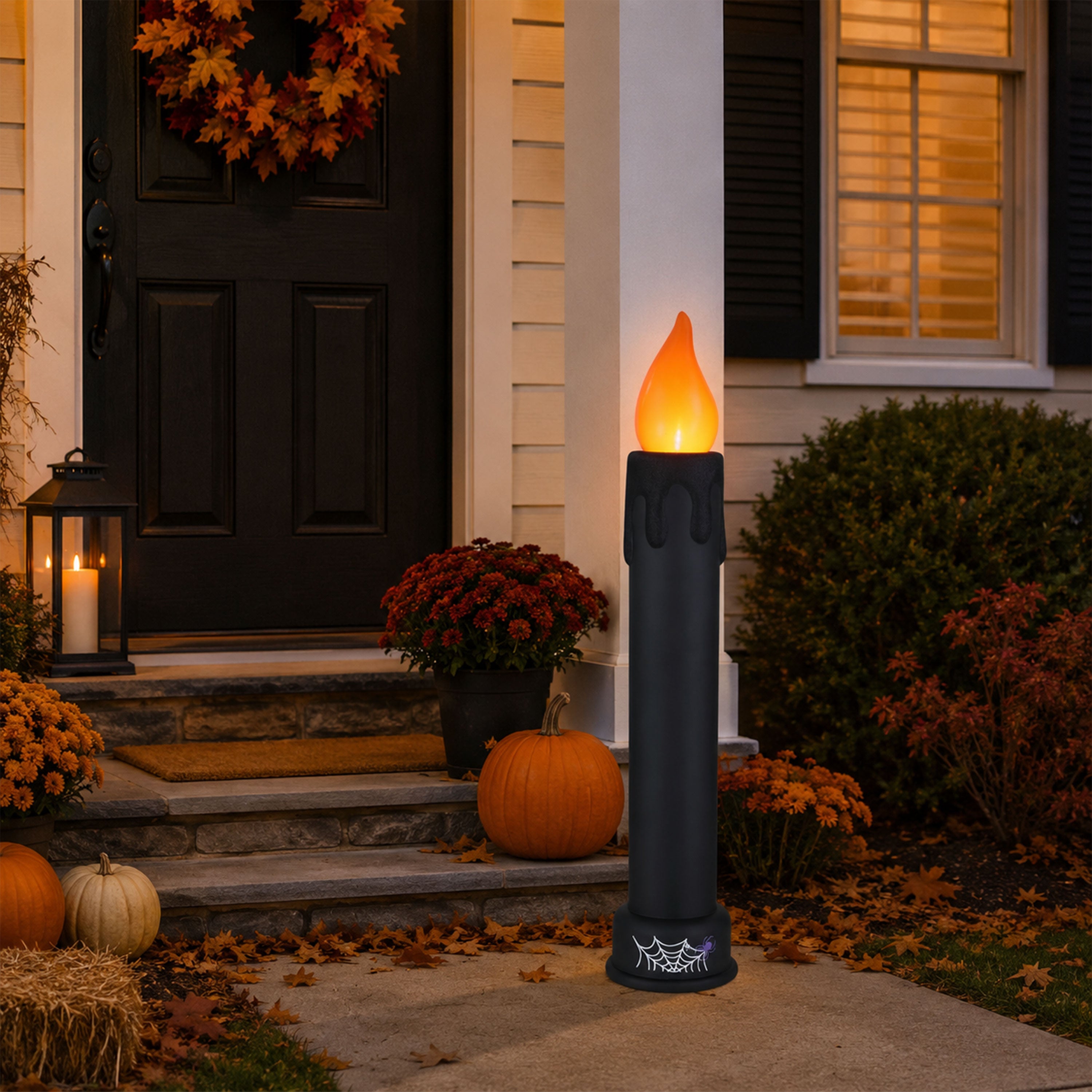 36 in. Halloween Blow Mold Candle - Black with Glitter Drip - Mr. Christmas