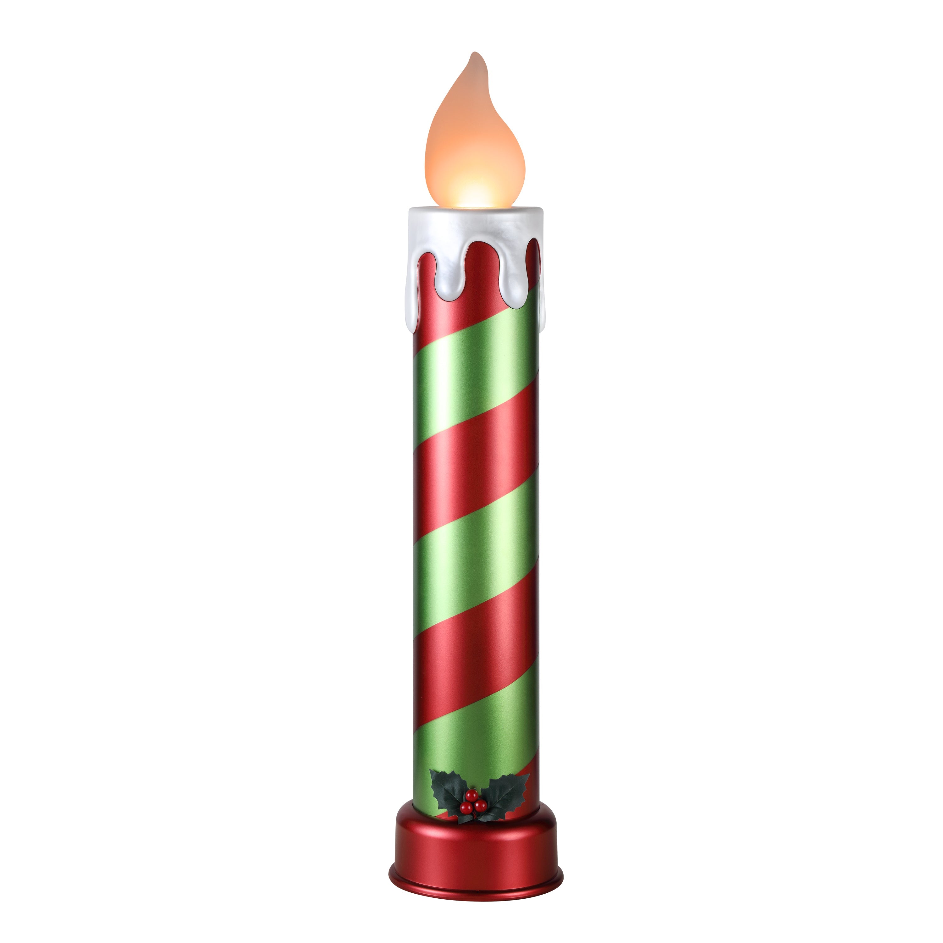 36 in. Striped Metallic Blow Mold Candle - Red and Green - Mr. Christmas