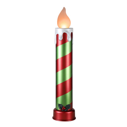 36 in. Striped Metallic Blow Mold Candle - Red and Green - Mr. Christmas