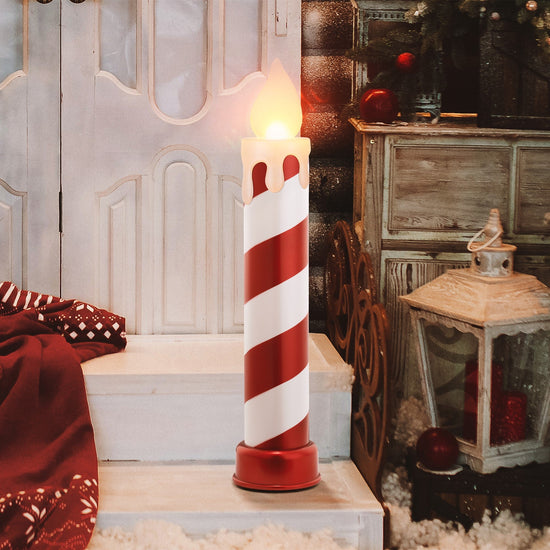 36 in. Striped Metallic Blow Mold Candle - Red and White - Mr. Christmas