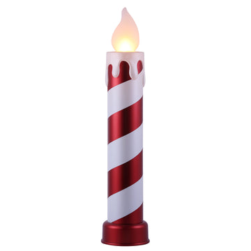 36 in. Striped Metallic Blow Mold Candle - Red and White - Mr. Christmas