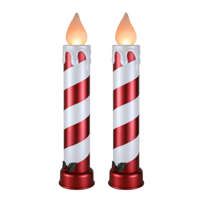36 in. Striped Metallic Blow Mold Candles - Red and White - Mr. Christmas