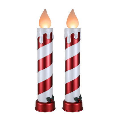 36 in. Striped Metallic Blow Mold Candles - Red and White - Mr. Christmas
