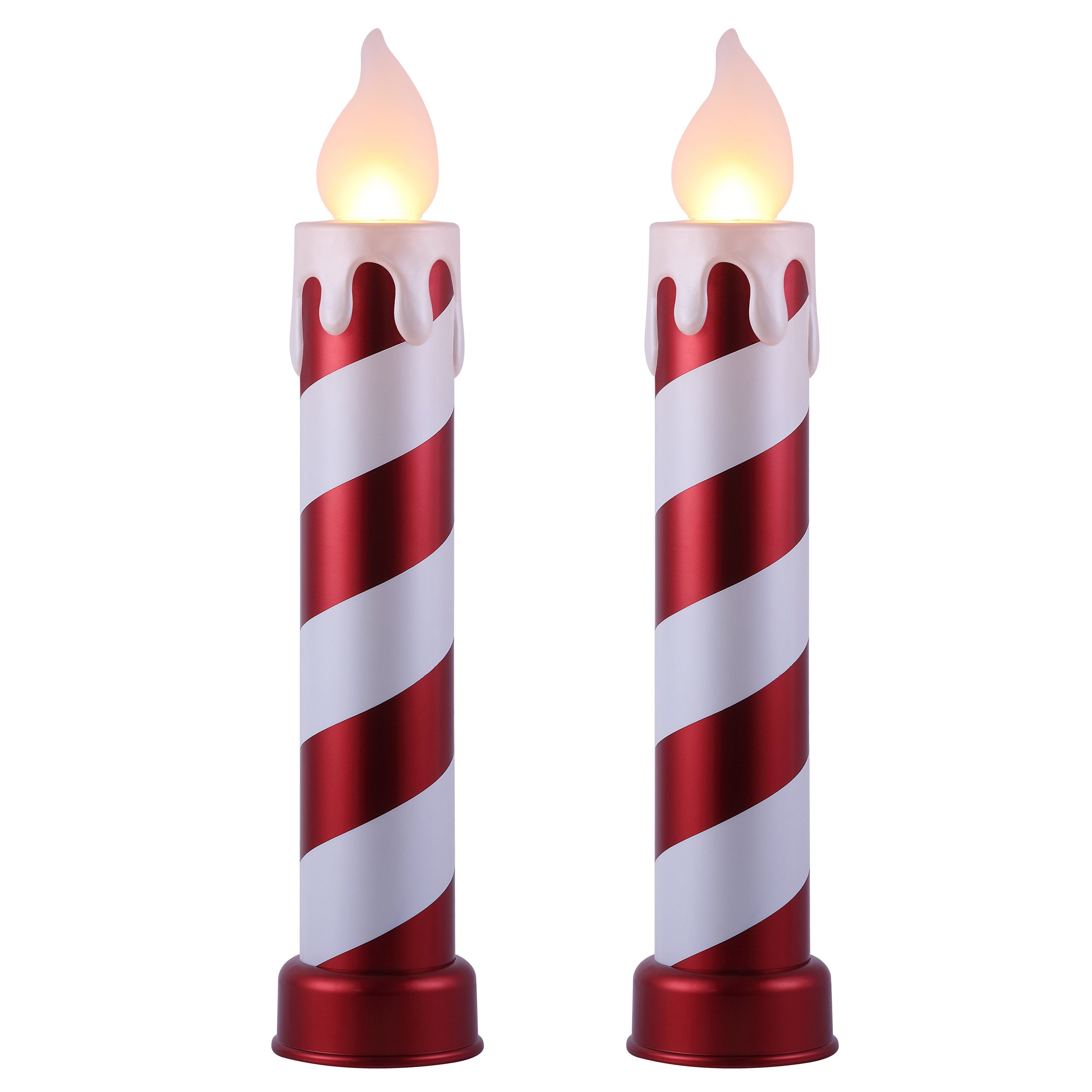 36 in. Striped Metallic Blow Mold Candles - Red and White