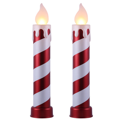 36 in. Striped Metallic Blow Mold Candles - Red and White - Mr. Christmas