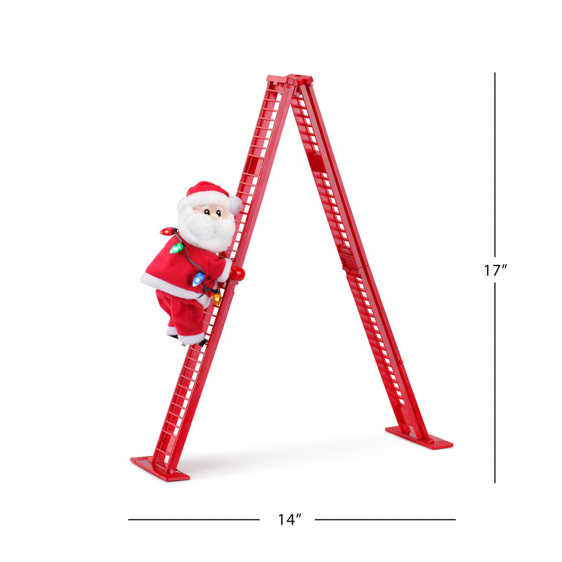 17" Animated Tabletop Climbing White Santa
