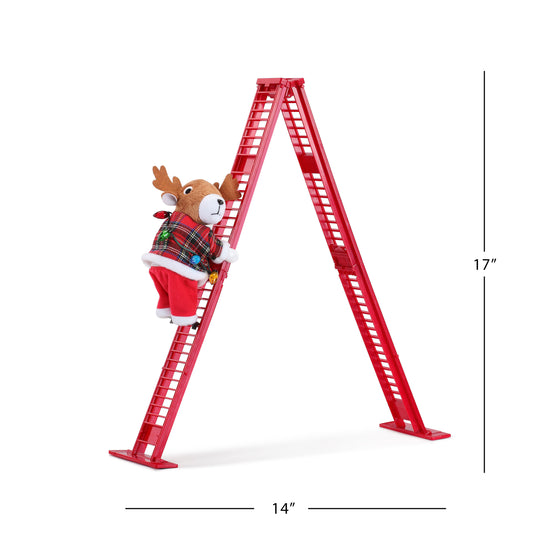 17" Animated Tabletop Climbing Reindeer