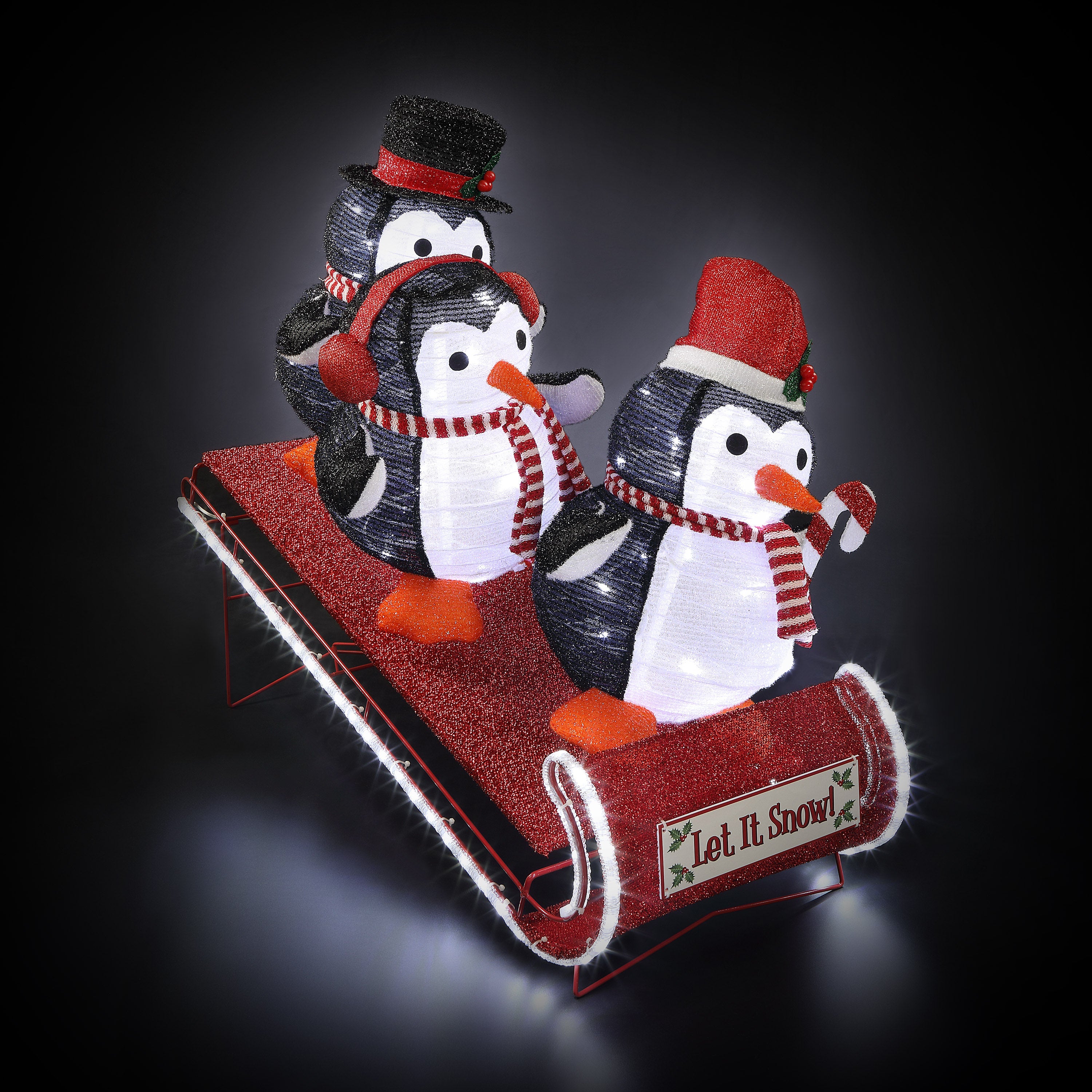 Mr. Christmas Animated Outdoor Sledding Buddies Penguins