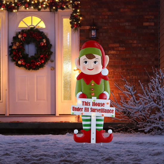 38 in. Outdoor Metal Elf Sign - Mr. Christmas