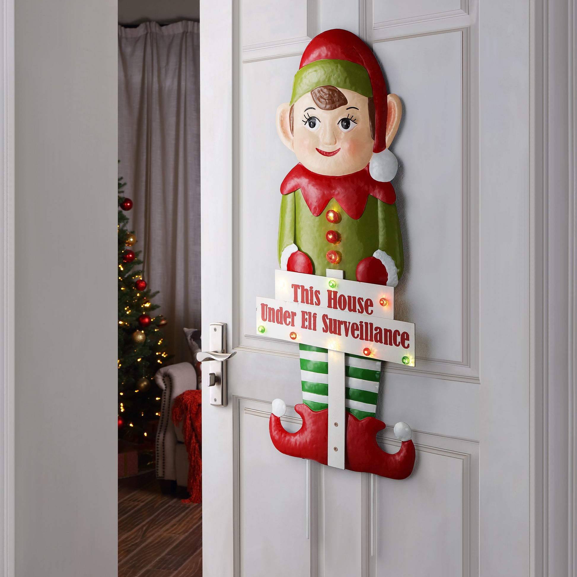 38 in. Outdoor Metal Elf Sign - Mr. Christmas