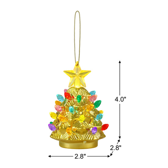 4 in. Set of 3 Shatterproof Ornament Tree - Gold Electroplated - Mr. Christmas