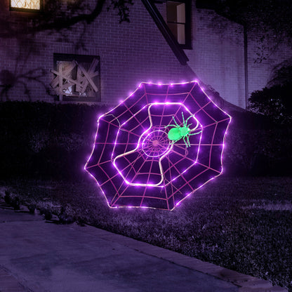 4' Outdoor Animated Spider Web - Purple - Mr. Christmas