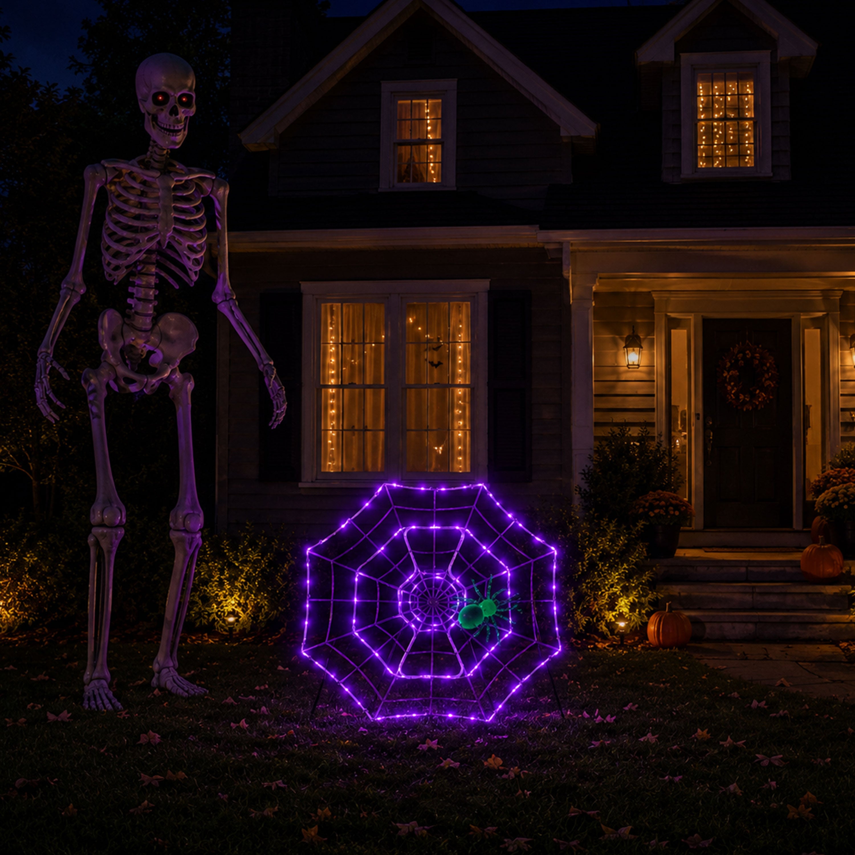 4' Outdoor Animated Spider Web - Purple - Mr. Christmas