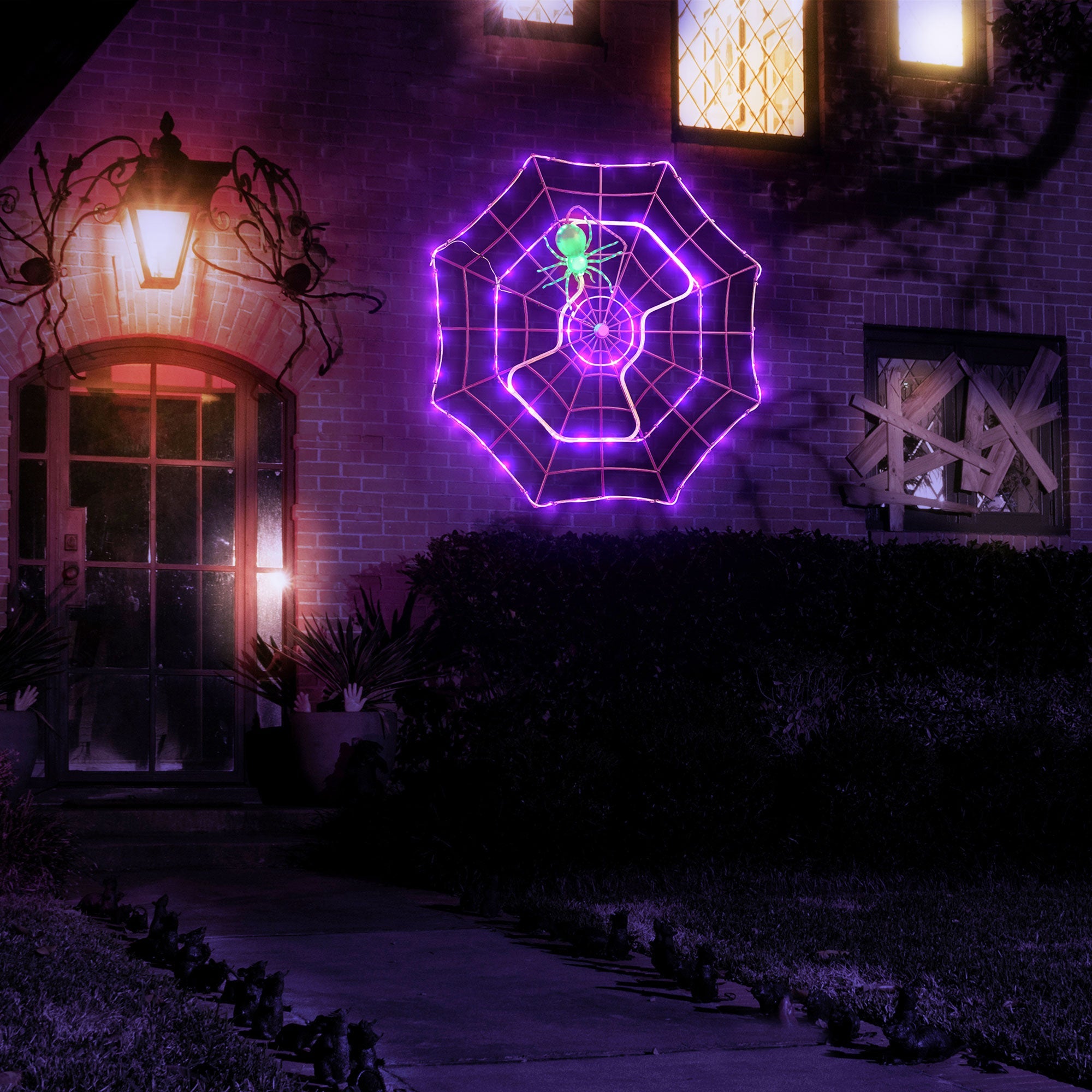 4' Outdoor Animated Spider Web - Purple - Mr. Christmas