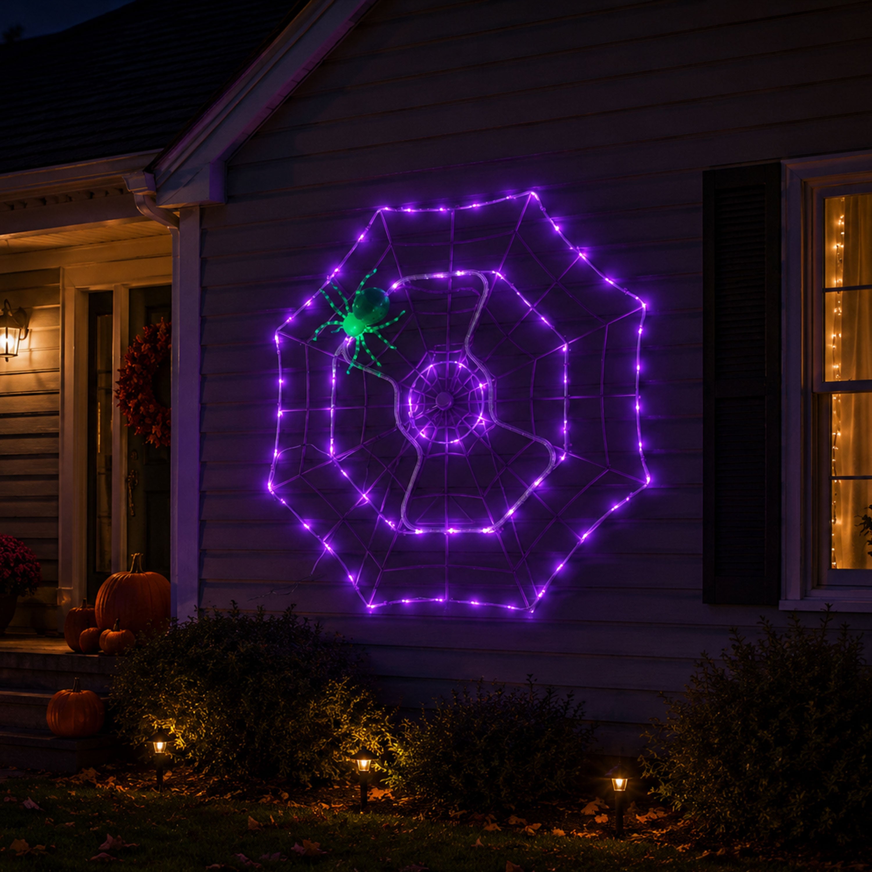 4' Outdoor Animated Spider Web - Purple - Mr. Christmas