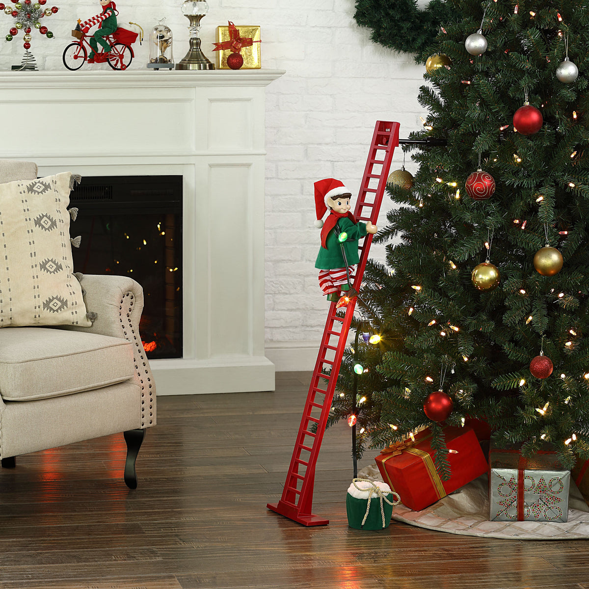 43 in. Animated Ladder Climbing Elf with LED Lights | Mr. Christmas