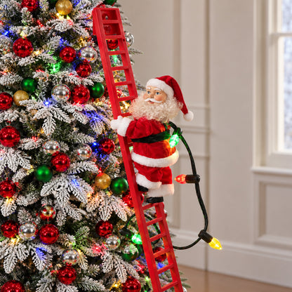 43 in. Animated Ladder Climbing Sculpted White Santa - Mr. Christmas