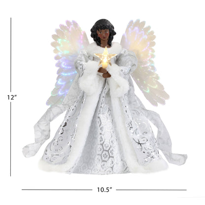 12 in. Animated Black Angel Fiber-Optic Christmas Tree Topper