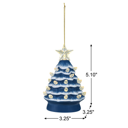 5 in. Ceramic Tree - Country Blue with Clear Bulbs - Mr. Christmas
