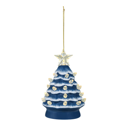 5 in. Ceramic Tree - Country Blue with Clear Bulbs - Mr. Christmas