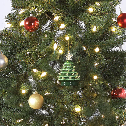 5 in. Ceramic Tree - Green with Clear White Bulbs - Mr. Christmas