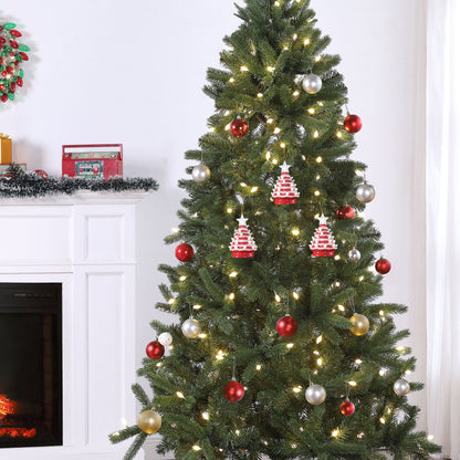 5 in. Set of 3 Nostalgic Ceramic Tree Ornament - Red with White Bulbs - Mr. Christmas