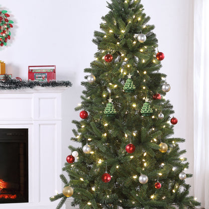 5 in. Set of Nostalgic Ceramic Tree Ornament - Green with White Bulbs - Mr. Christmas