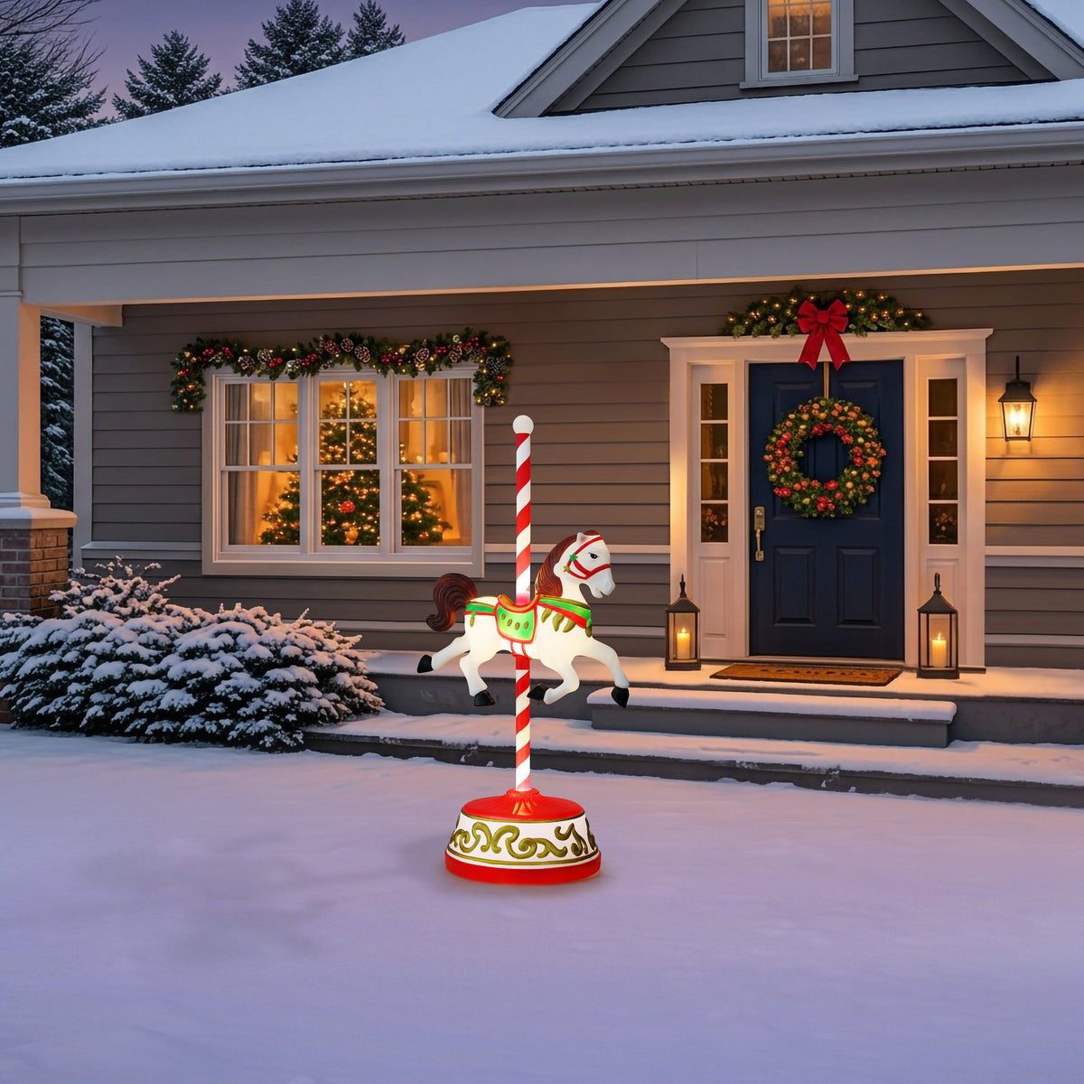 50 in. Jumbo Lit Carousel Horse - Mr. Christmas