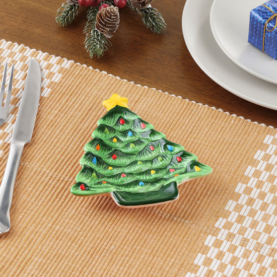 6 in. Nostalgic Ceramic Tree Plate - Green - Mr. Christmas