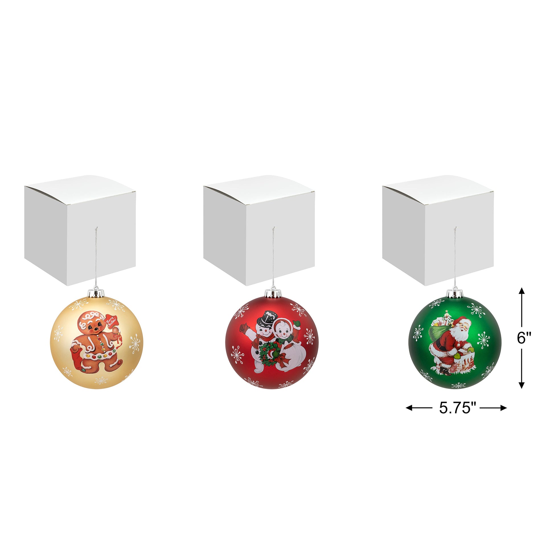 6 in. Set of 3 Shatterproof Ball Ornaments - Mr. Christmas