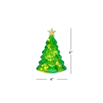 6 in. Twinkling Glass Trees - Green - Mr. Christmas