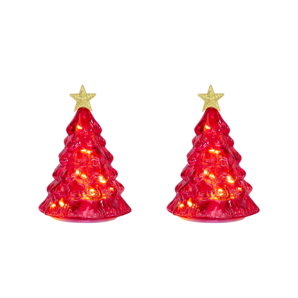 6 in. Twinkling Glass Trees - Red - Mr. Christmas